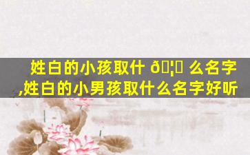 姓白的小孩取什 🦉 么名字,姓白的小男孩取什么名字好听